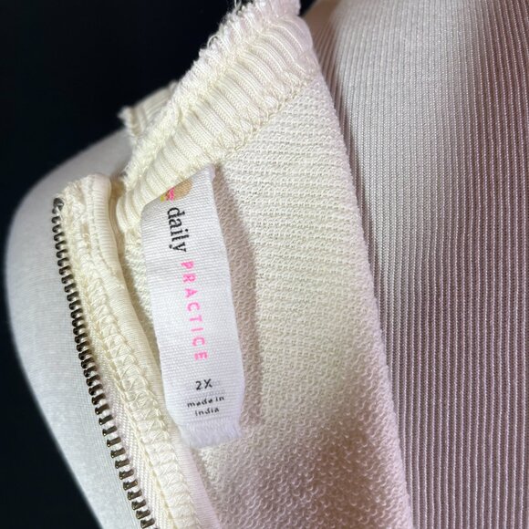 Anthropologie Daily Practice Plus Size 2X Cream Knit Jumpsuit Zip Back - Picture 2 of 14